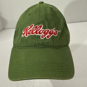 Kellogg's Adjust. Baseball Cap Hat Green Red & White-Hand Painted Embellishments